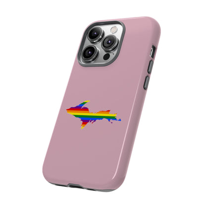 Michigan Upper Peninsula Tough Phone Case (Pink w/ UP Pride Flag Outline) | Apple iPhone