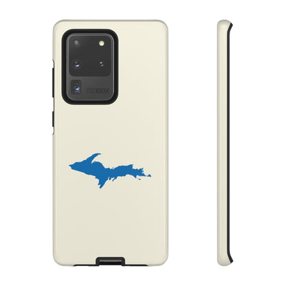 Michigan Upper Peninsula Tough Phone Case (Ivory Color w/ Azure UP Outline) | Samsung & Pixel Android