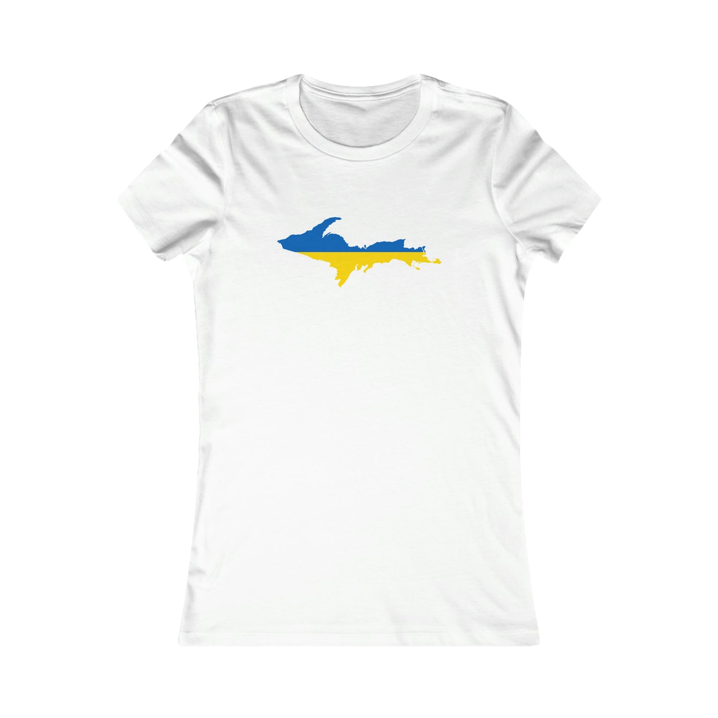 Michigan Upper Peninsula T-Shirt (w/ UP Ukraine Flag Outline) | Women's Slim Fit