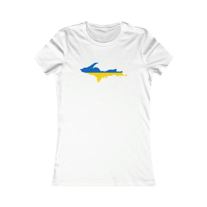 Michigan Upper Peninsula T-Shirt (w/ UP Ukraine Flag Outline) | Women's Slim Fit