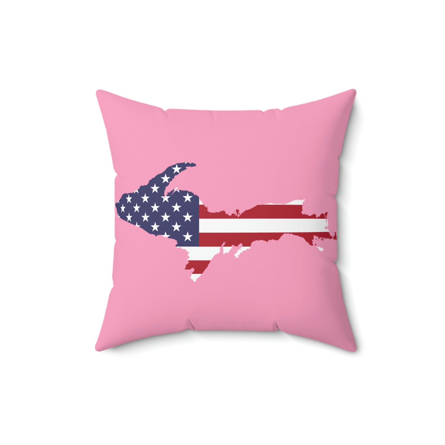 Michigan Upper Peninsula Accent Pillow (w/ UP USA Flag Outline) | '67 Caddie Pink