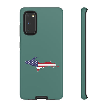 Michigan Upper Peninsula Tough Phone Case (Copper Green w/ UP USA Flag Outline) | Samsung & Pixel Android