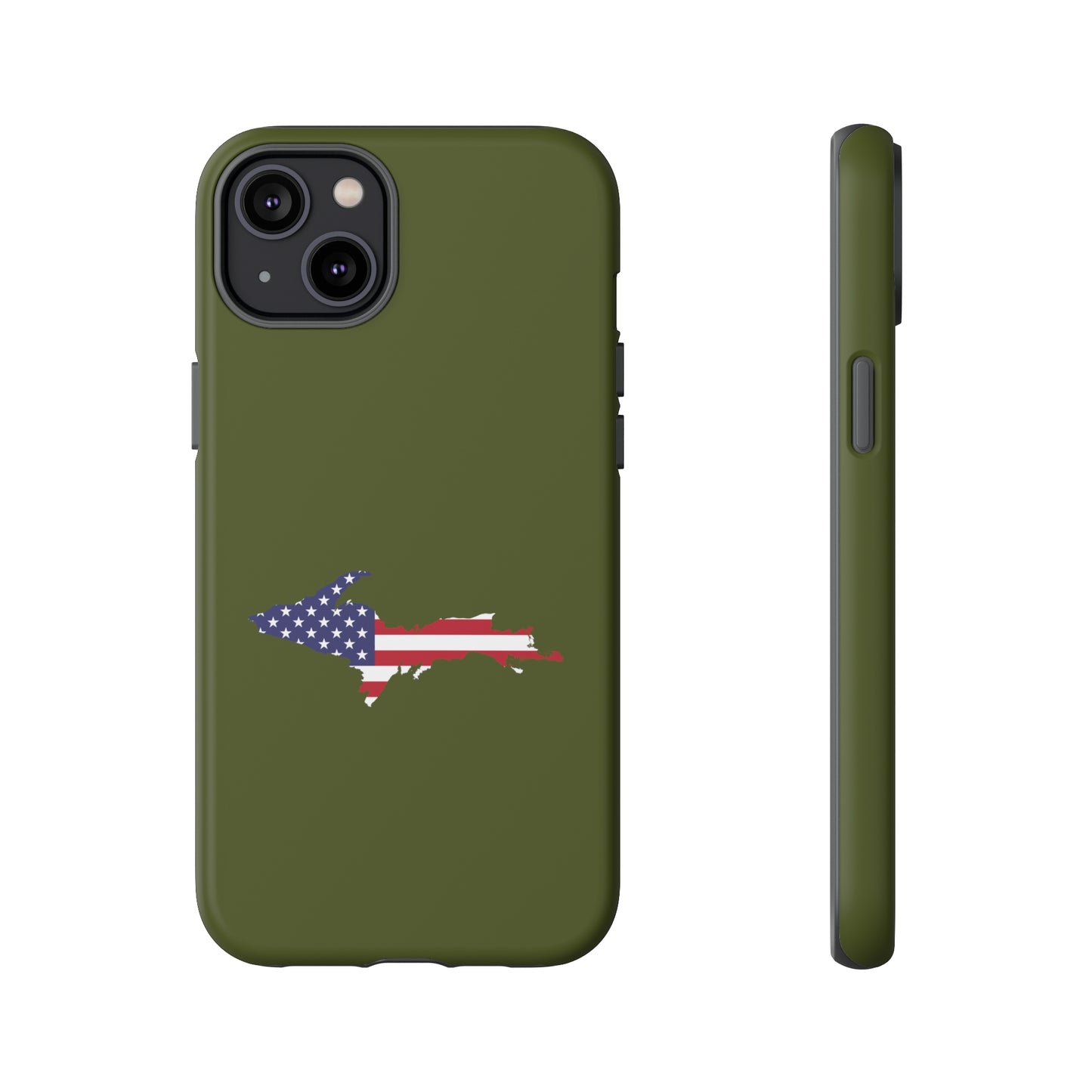 Michigan Upper Peninsula Tough Phone Case (Army Green w/ UP USA Outline) | Apple iPhone