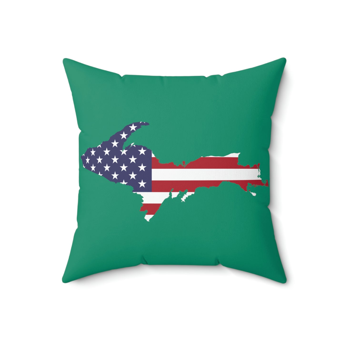 Michigan Upper Peninsula Accent Pillow (w/ UP USA Flag Outline) | Emerald Green