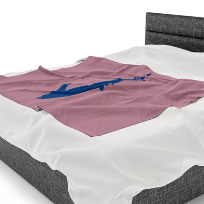 Michigan Upper Peninsula Plush Blanket (w/ Azure UP Outline) | Pink