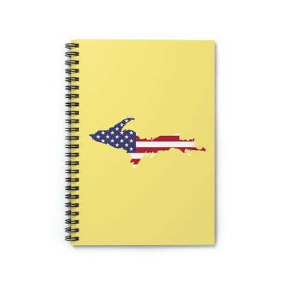 Michigan Upper Peninsula Spiral Notebook (w/ UP USA Flag Outline) | Cherry Yellow