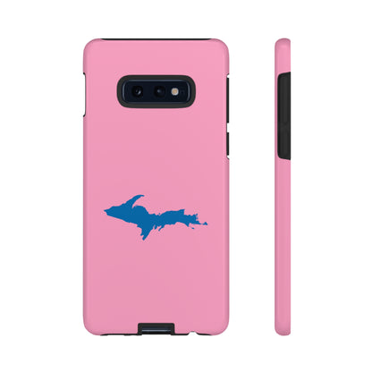 Michigan Upper Peninsula Tough Phone Case ('67 Caddie Pink w/ Azure UP Outline) | Samsung & Pixel Android