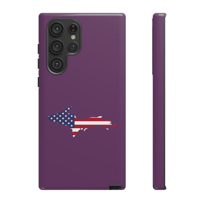 Michigan Upper Peninsula Tough Phone Case (Plum w/ UP USA Flag Outline) | Samsung & Pixel Android