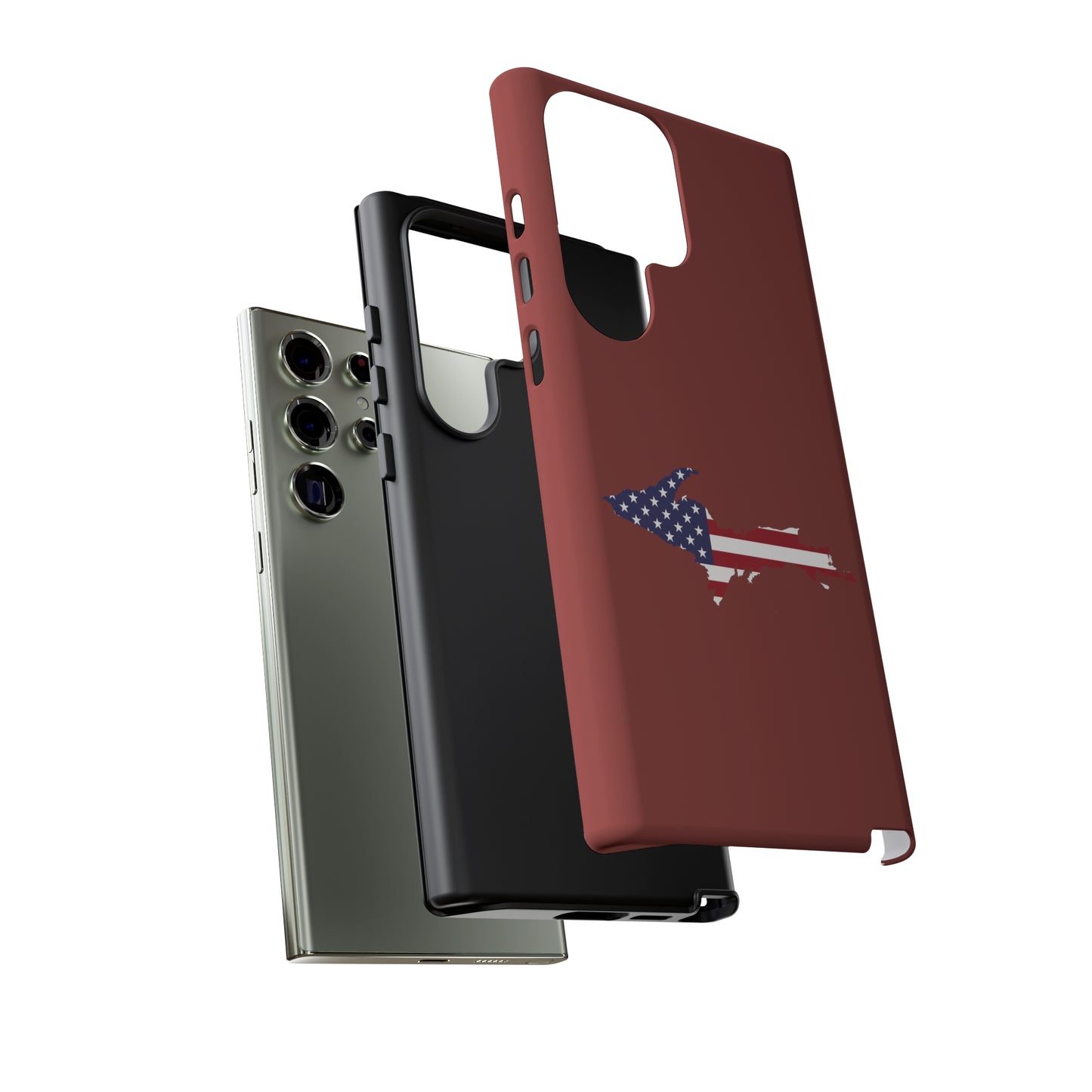 Michigan Upper Peninsula Tough Phone Case (Ore Dock Red w/ UP USA Flag Outline) | Samsung & Pixel Android