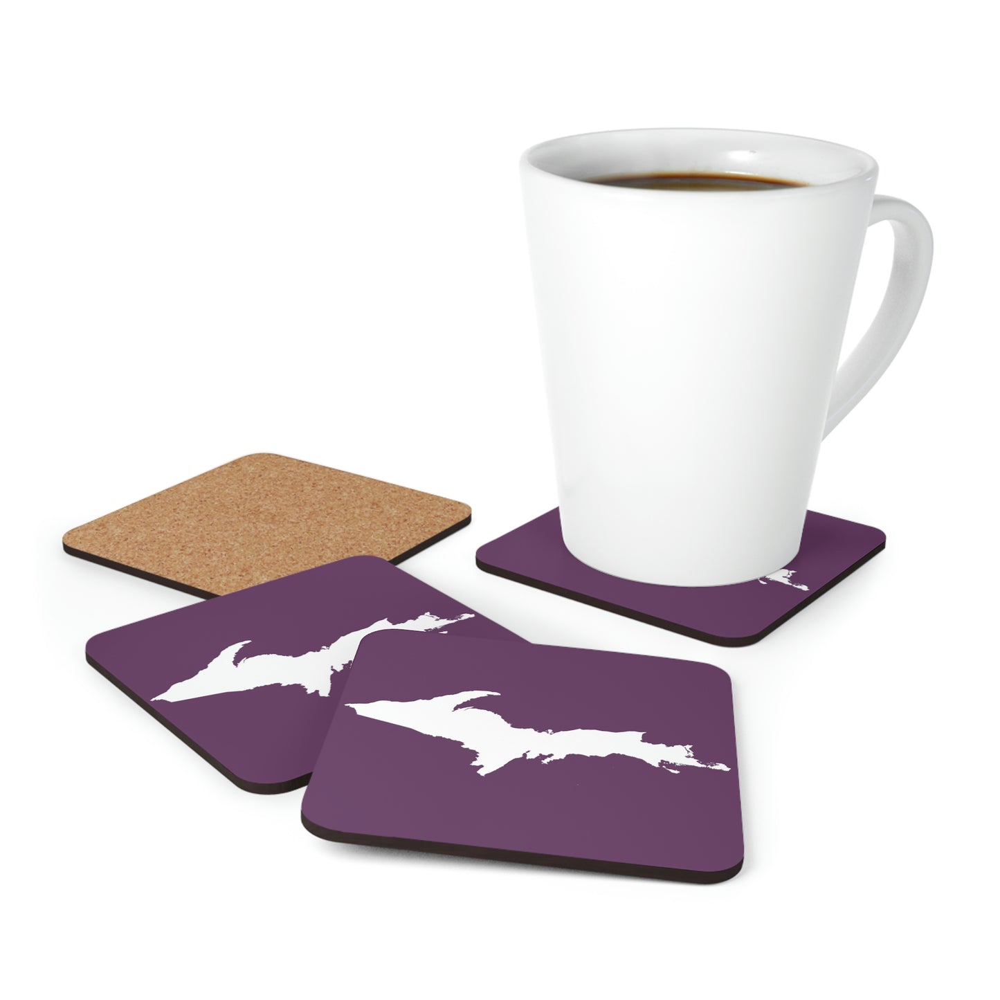 Michigan Upper Peninsula Coaster Set (Plum w/ UP Outline) | Corkwood - 4 pack