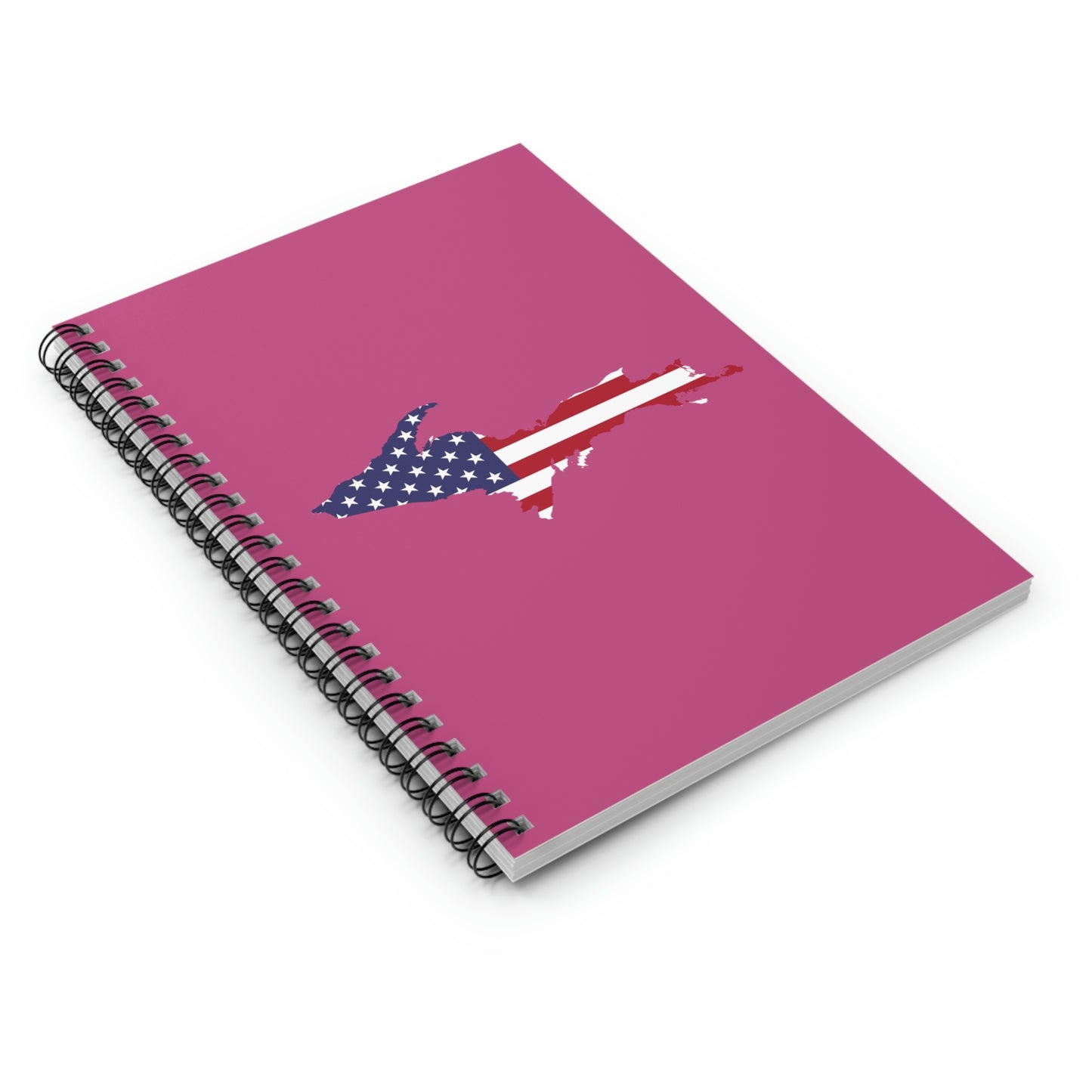 Michigan Upper Peninsula Spiral Notebook (w/ UP USA Flag Outline) | Apple Blossom Pink