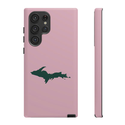 Michigan Upper Peninsula Tough Phone Case (Pink w/ Green UP Outline) | Samsung & Pixel Android