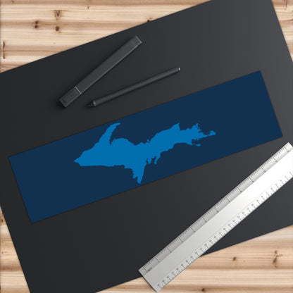 Michigan Upper Peninsula Bumper Sticker (w/ Azure UP Outline) | Navy Background
