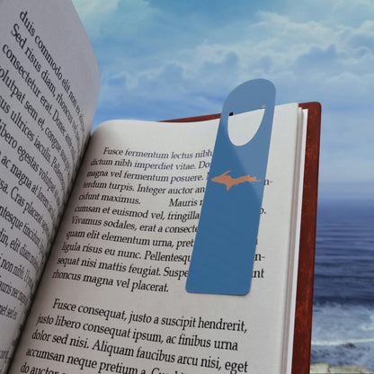 Michigan Upper Peninsula Metal Bookmark (w/ Copper UP Outline) | Lake Superior Blue