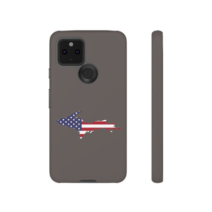 Michigan Upper Peninsula Tough Phone Case (Warren Tank Grey w/ UP USA Flag Outline) | Samsung & Pixel Android