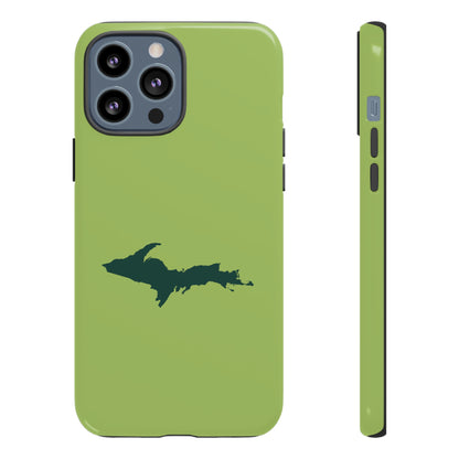 Michigan Upper Peninsula Tough Phone Case (Gooseberry Green w/ Green UP Outline) | Apple iPhone