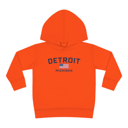 'Detroit Michigan' Hoodie (w/USA Flag Outline) | Unisex Toddler