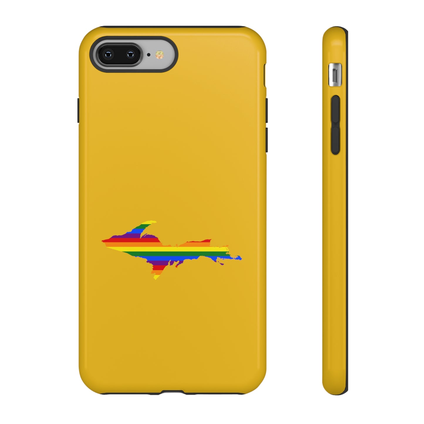 Michigan Upper Peninsula Tough Phone Case (Gold w/ UP Pride Flag Outline) | Apple iPhone