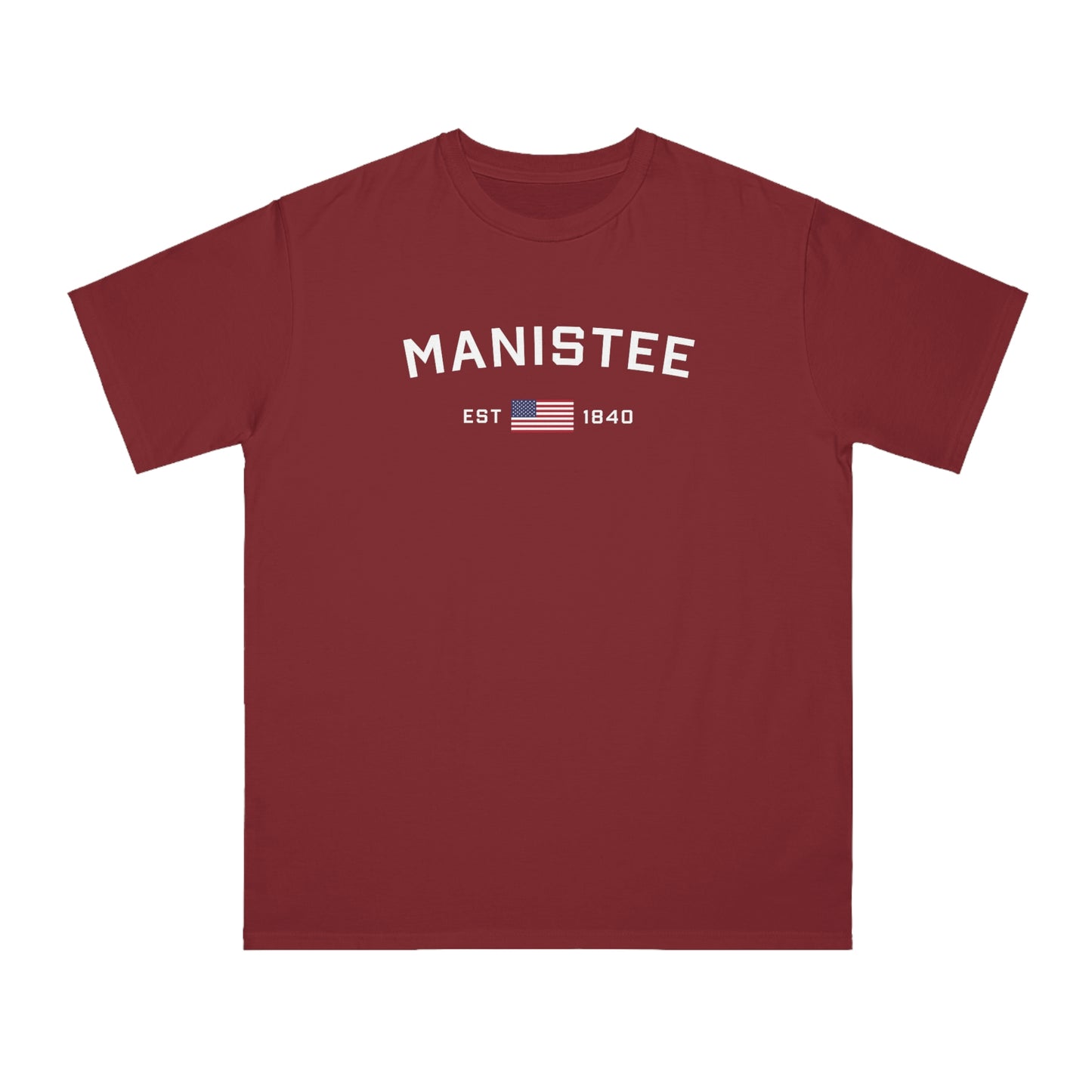 'Manistee EST 1840' T-Shirt (w/ USA Flag | Organic Unisex