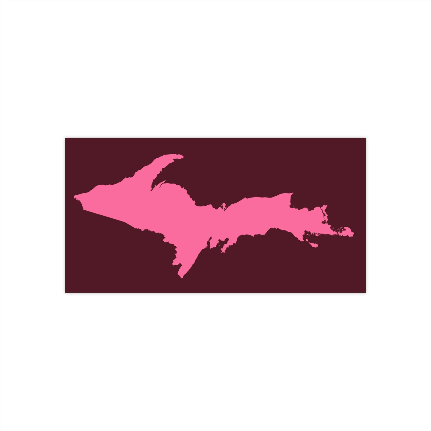 Michigan Upper Peninsula Bumper Sticker (w/ Pink UP Outline) | Pinot Red Background