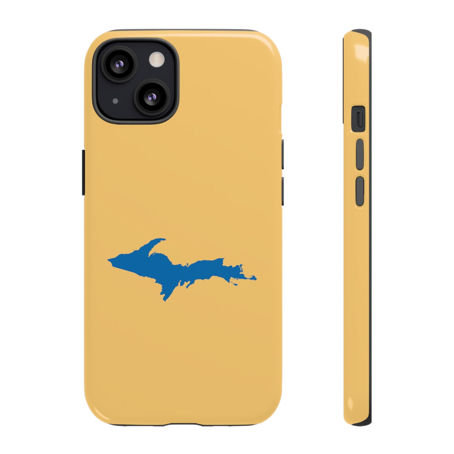 Michigan Upper Peninsula Tough Phone Case (Citrine w/ Azure UP Outline) | Apple iPhone