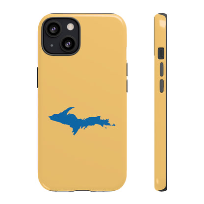 Michigan Upper Peninsula Tough Phone Case (Citrine w/ Azure UP Outline) | Apple iPhone