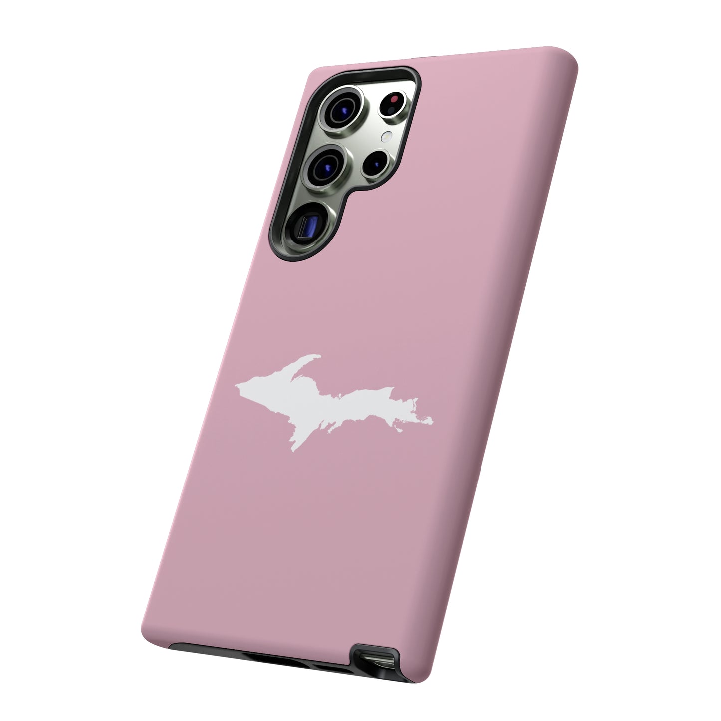 Michigan Upper Peninsula Tough Phone Case (Pink w/ White UP Outline) | Samsung & Pixel Android