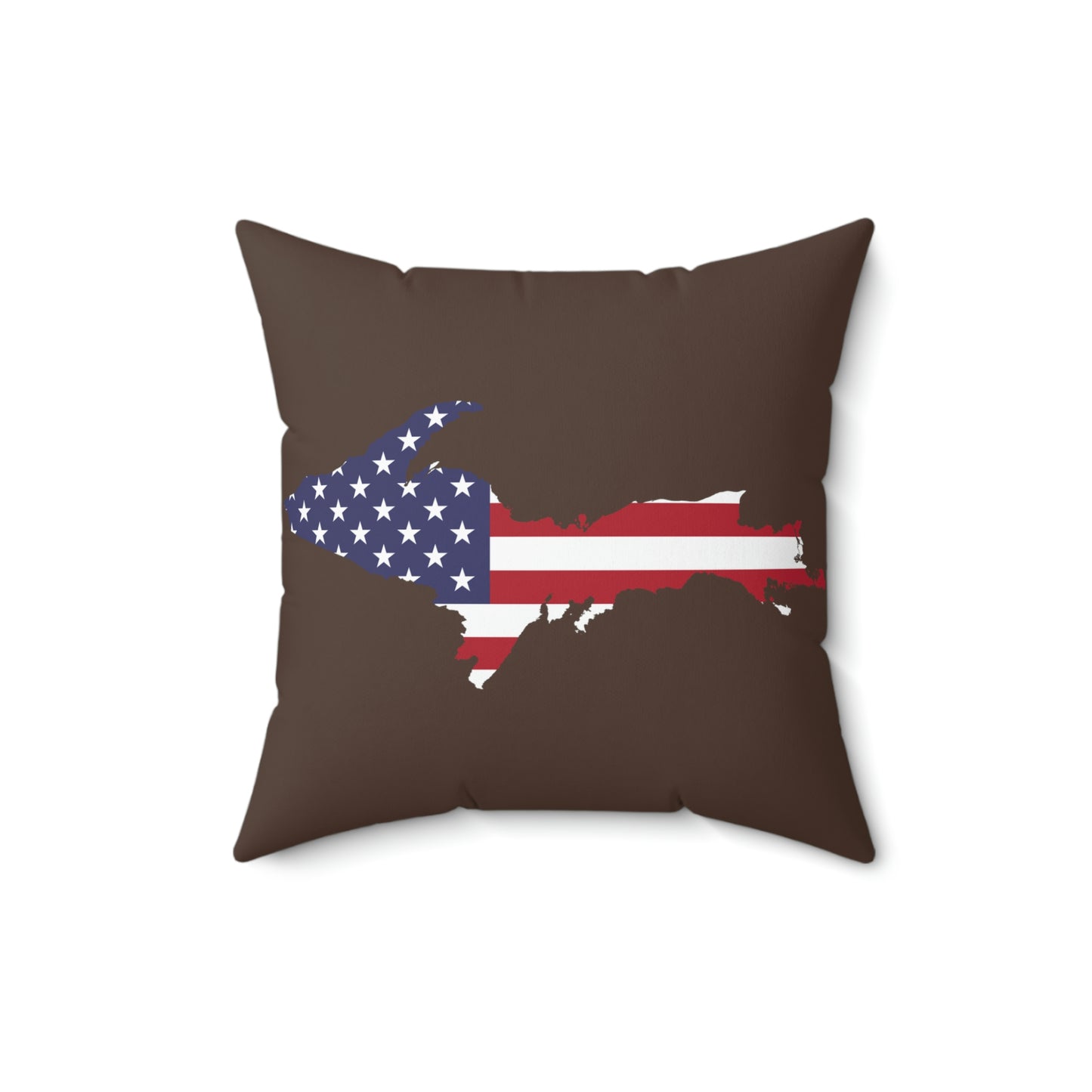 Michigan Upper Peninsula Accent Pillow (w/ UP USA Flag Outline) | Hickory Color