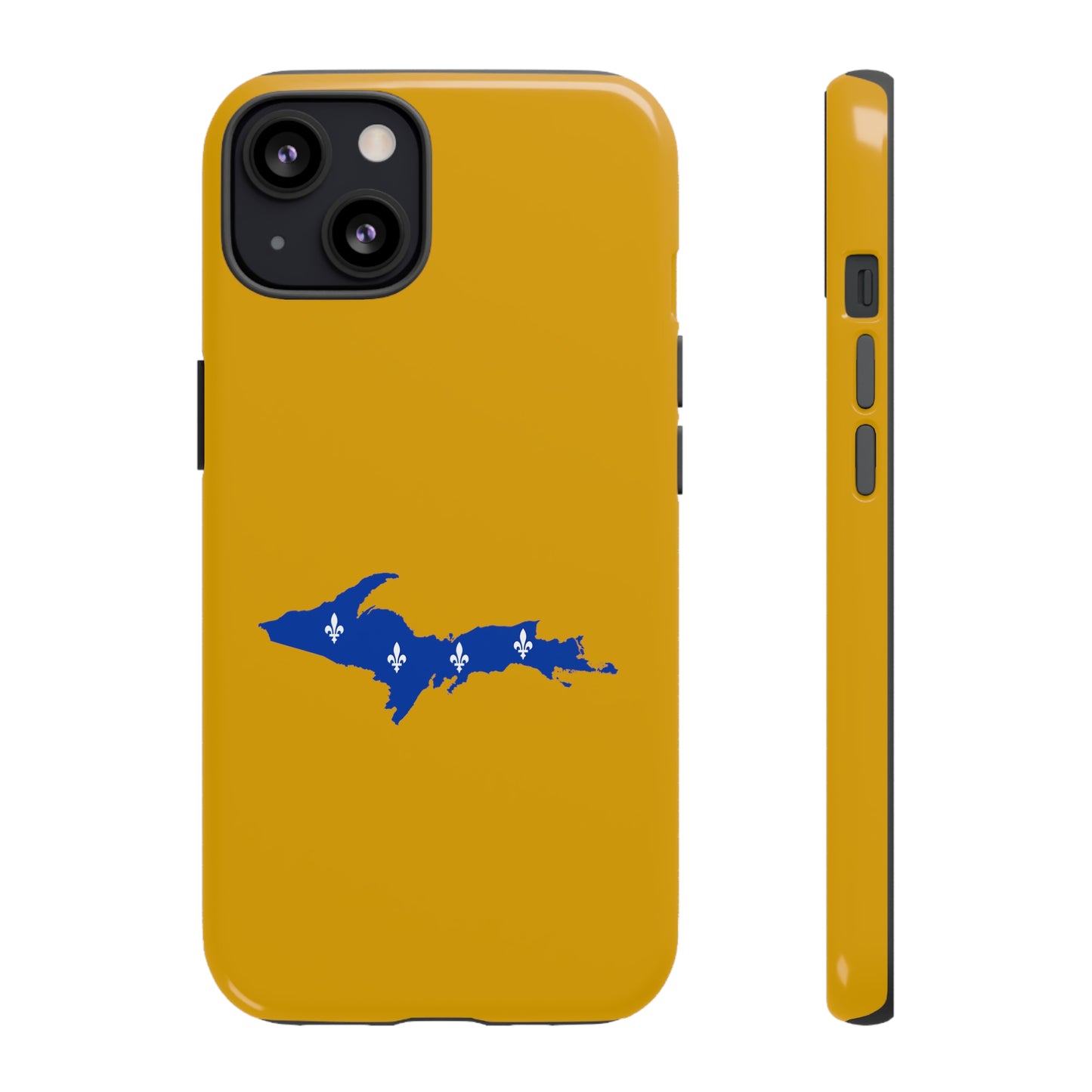 Michigan Upper Peninsula Tough Phone Case (Gold w/ UP Quebec Flag Outline) | Apple iPhone