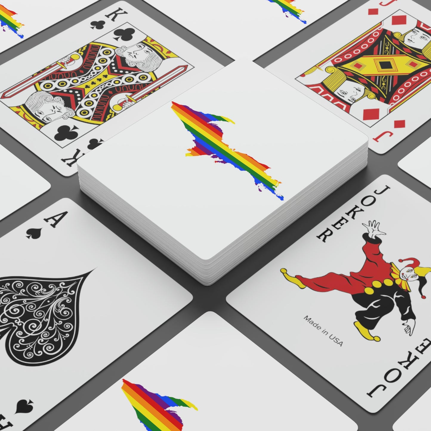 Michigan Upper Peninsula Poker Cards (w/ UP Pride Flag Outline)