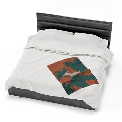 Michigan Upper Peninsula Plush Blanket (Copper Country Camo w/ UP Outline) | Canvas Color