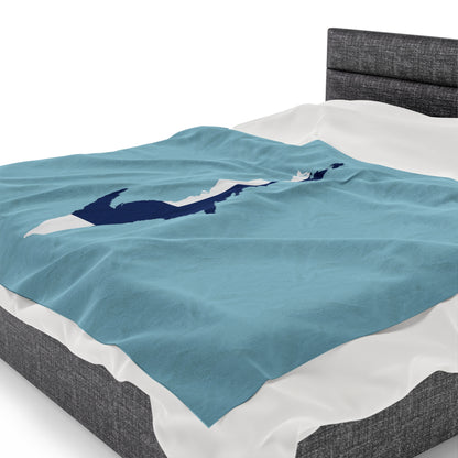 Michigan Upper Peninsula Plush Blanket (w/ UP Finland Flag Outline) | '58 Caddie Blue