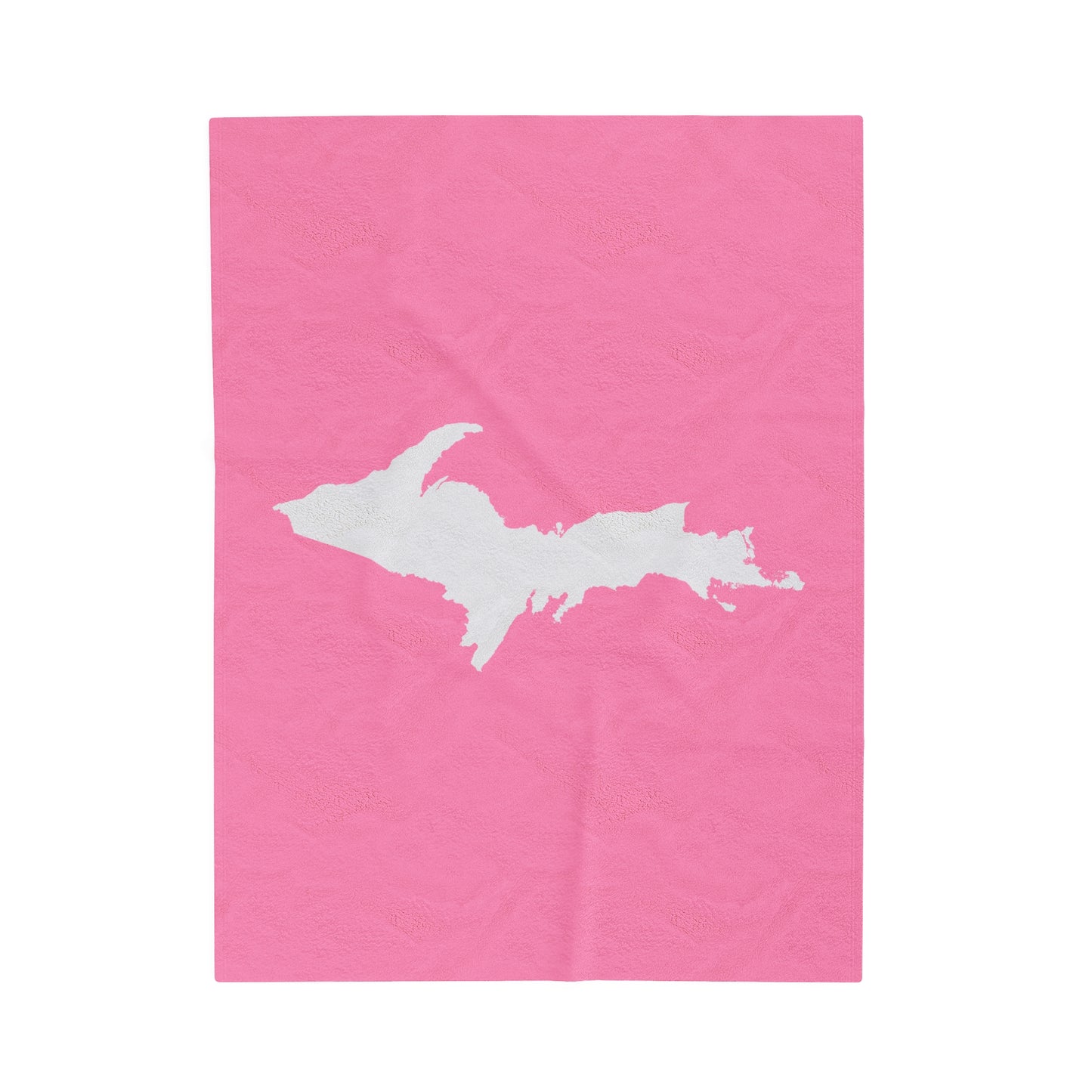 Michigan Upper Peninsula Plush Blanket (w/ UP Outline) | '67 Caddie Pink