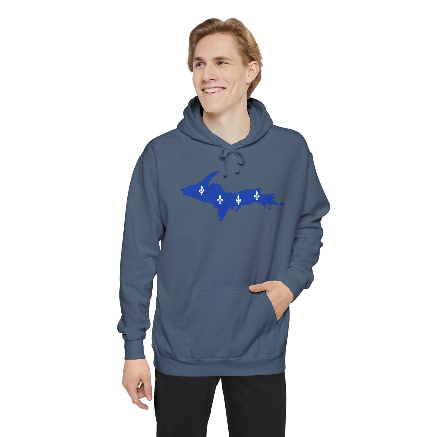 Michigan Upper Peninsula Hoodie (w/ UP Quebec Flag Outline) | Unisex Garment-Dyed