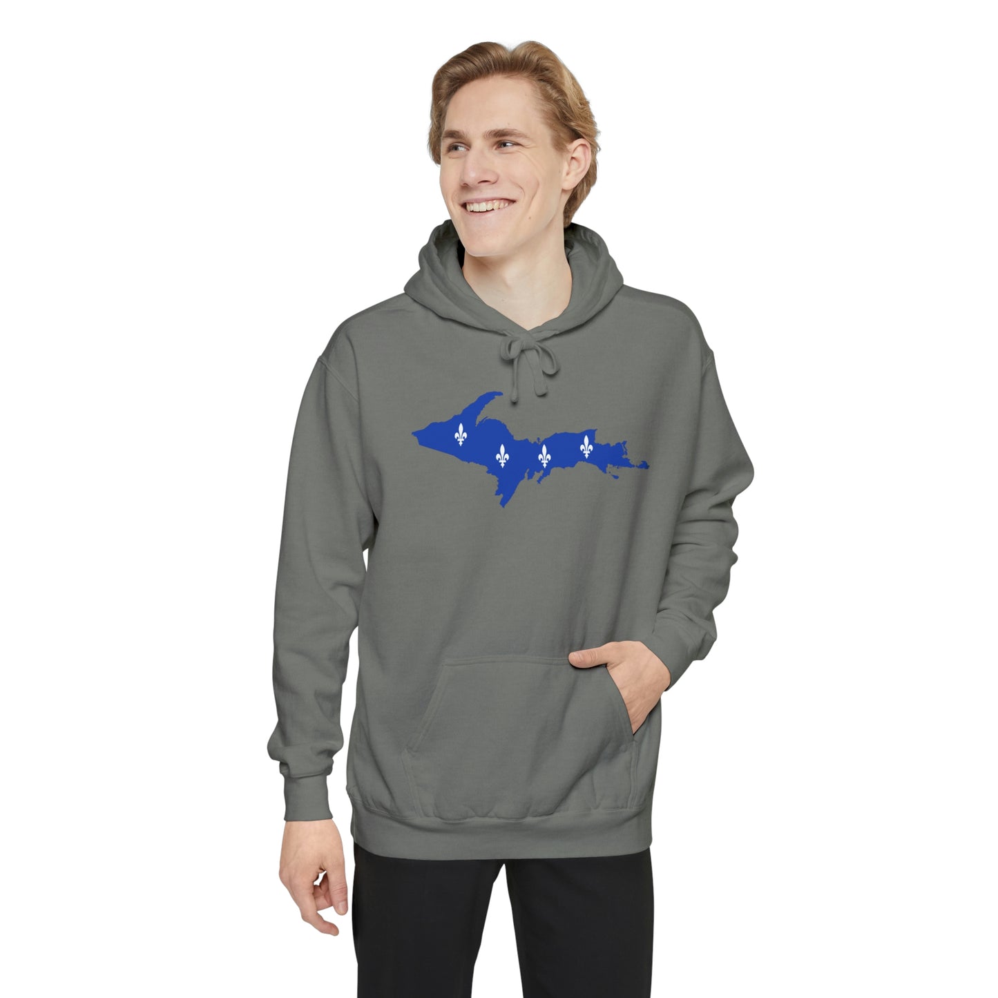 Michigan Upper Peninsula Hoodie (w/ UP Quebec Flag Outline) | Unisex Garment-Dyed