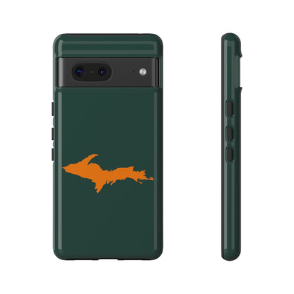 Michigan Upper Peninsula Tough Phone Case (Green w/ Orange UP Outline) | Samsung & Pixel Android