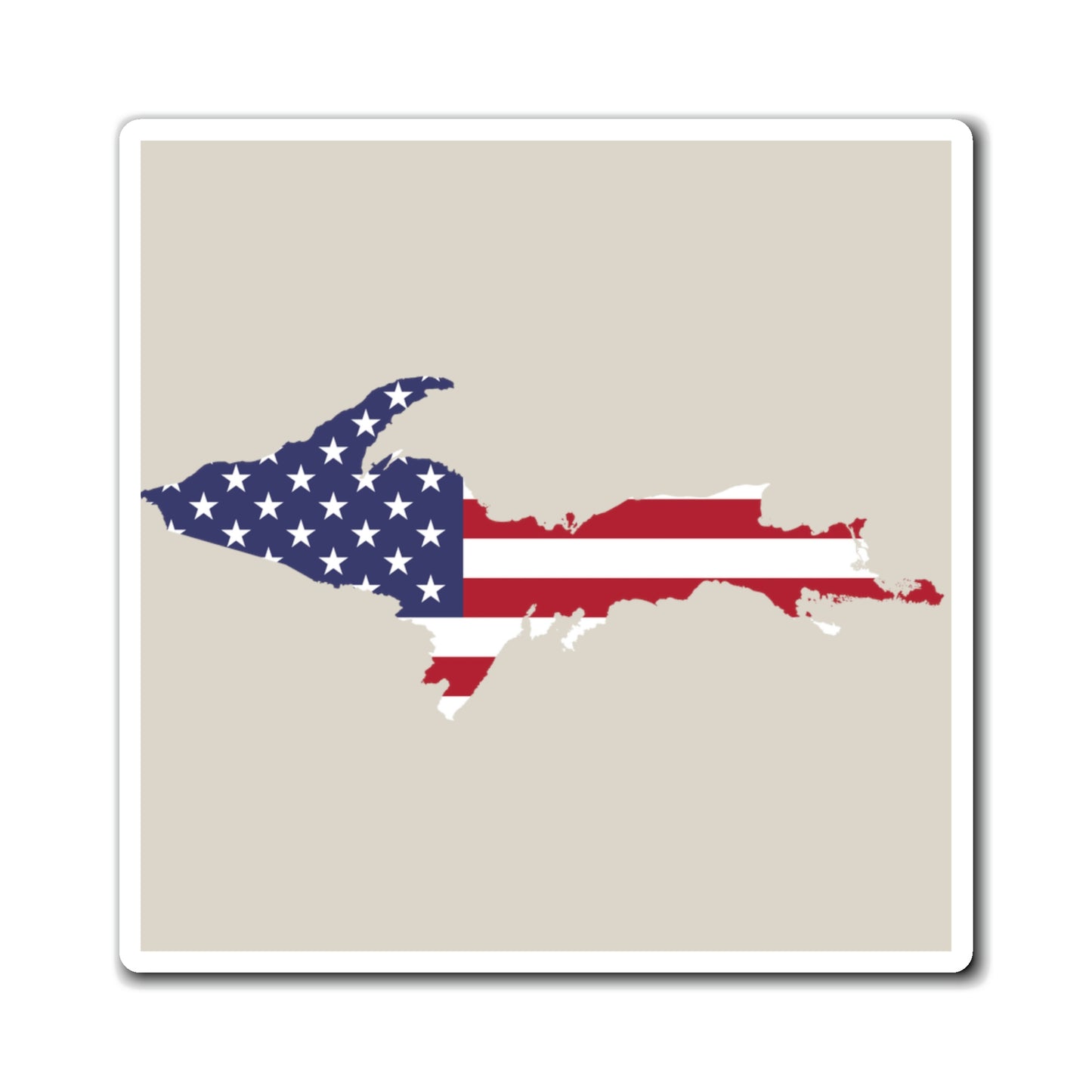 Michigan Upper Peninsula Square Magnet (Canvas Color w/ UP USA Flag Outline)