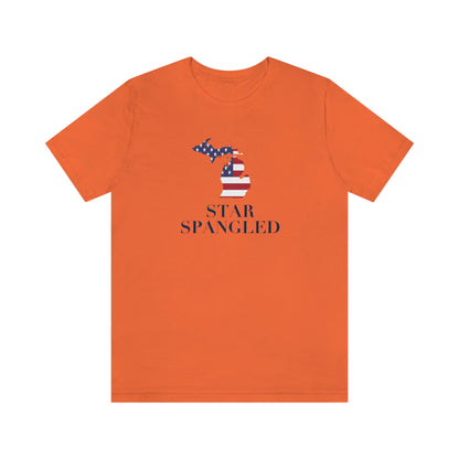 Michigan 'Star Spangled' T-Shirt (w/ MI USA Flag Outline) | Unisex Standard Fit