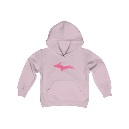 Michigan Upper Peninsula Hoodie (w/ Pink UP Outline)| Unisex Youth