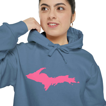 Michigan Upper Peninsula Hoodie (w/ Pink UP Outline) | Unisex Garment-Dyed