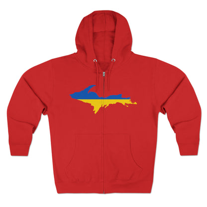 Michigan Upper Peninsula Full-Zip Hoodie (w/ UP Ukraine Flag Outline)