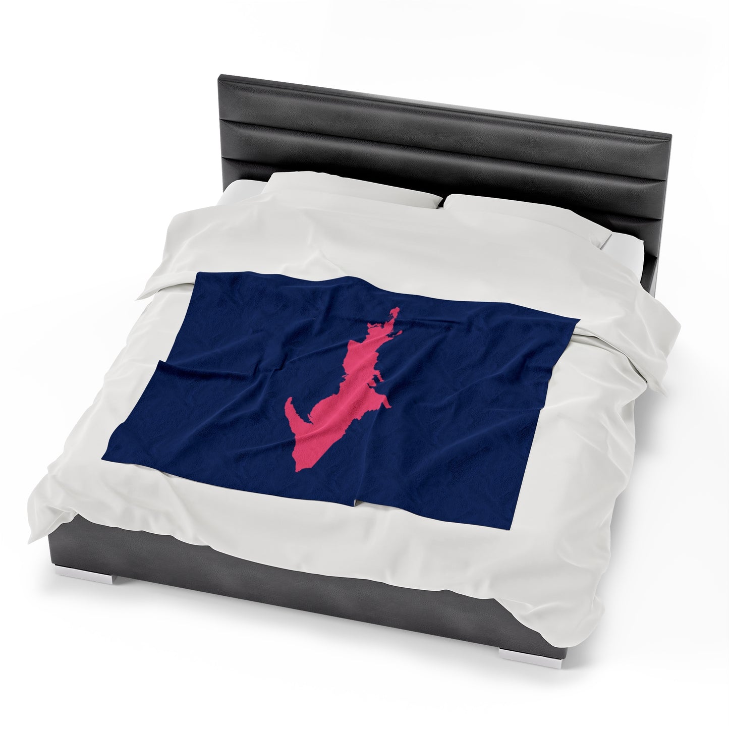 Michigan Upper Peninsula Plush Blanket (w/ Pink UP Outline) | Dearborn Blue