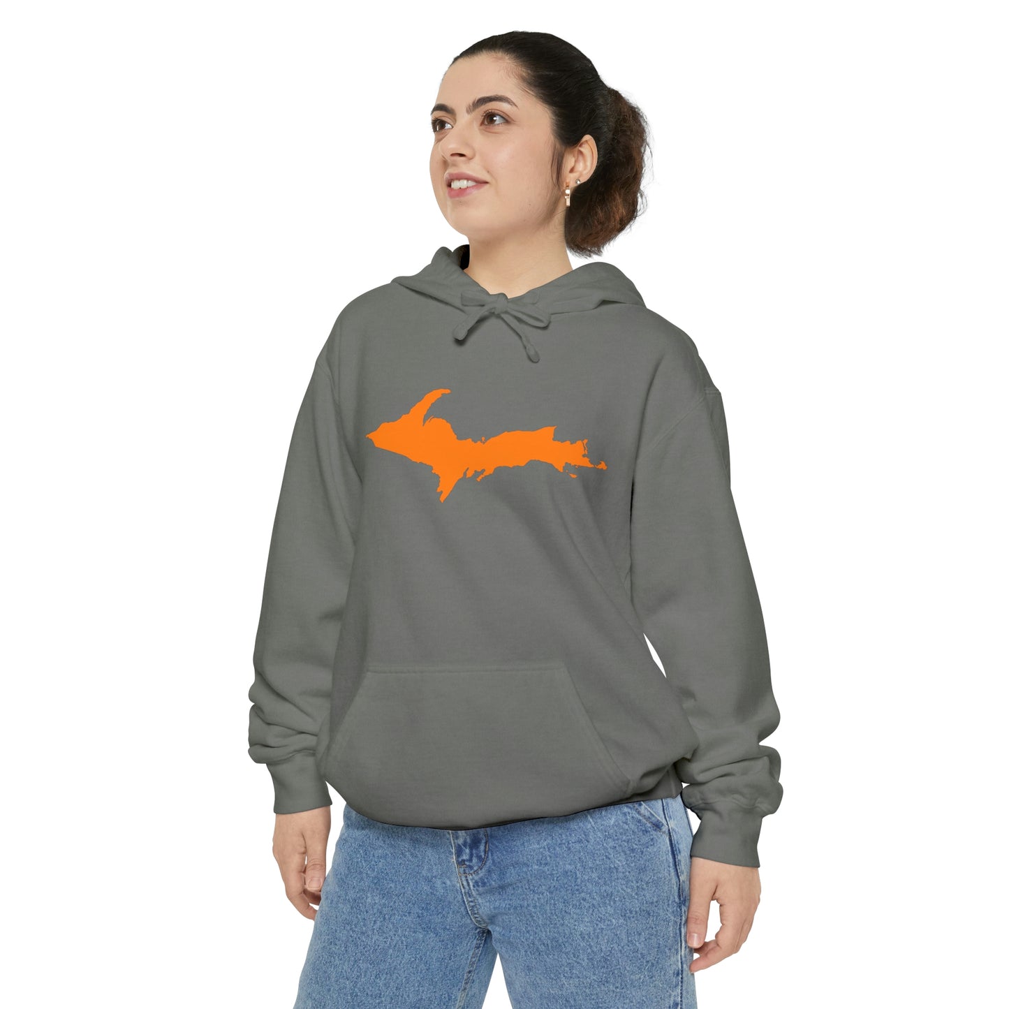 Michigan Upper Peninsula Hoodie (w/ Orange UP Outline) | Unisex Garment-Dyed