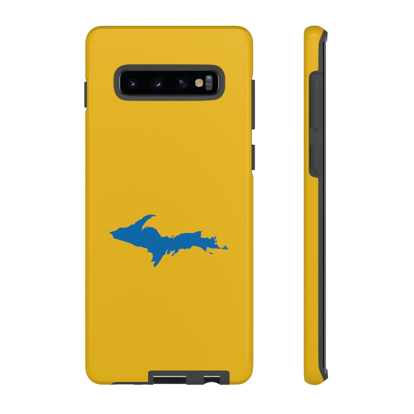 Michigan Upper Peninsula Tough Phone Case (Gold w/ Azure UP Outline) | Samsung & Pixel Android