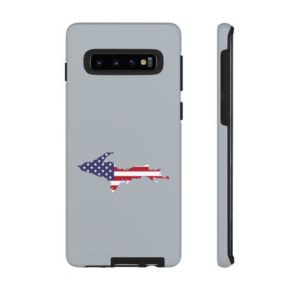 Michigan Upper Peninsula Tough Phone Case (Silver w/ UP USA Flag Outline) | Samsung & Pixel Android