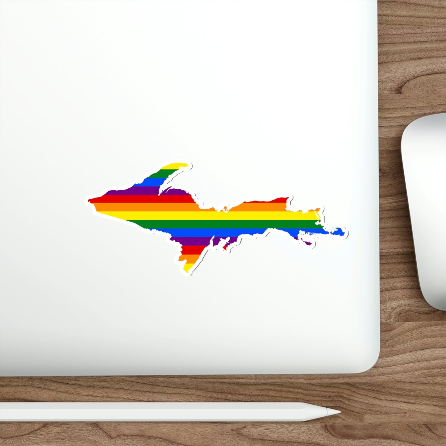 Michigan Upper Peninsula Die Cut Stickers (w/ UP Pride Flag Outline) | Indoor/Outdoor