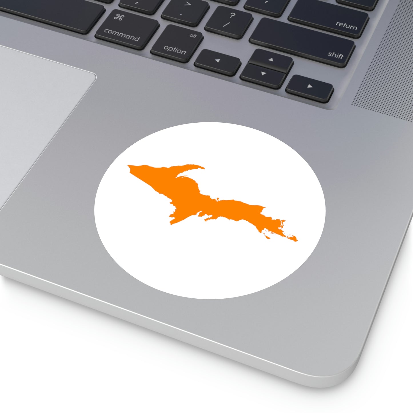 Michigan Upper Peninsula Round Stickers ( w/ Orange UP Outline) | Indoor\Outdoor