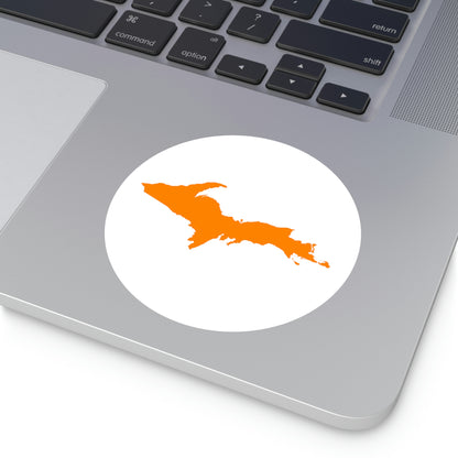 Michigan Upper Peninsula Round Stickers ( w/ Orange UP Outline) | Indoor\Outdoor