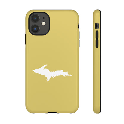 Michigan Upper Peninsula Tough Phone Case (Plum Yellow w/ UP Outline) | Apple iPhone