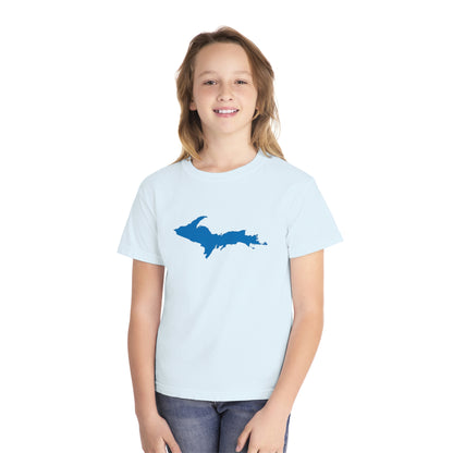 Michigan Upper Peninsula T-Shirt (w/ Azure UP Outline) | Youth Garment-Dyed